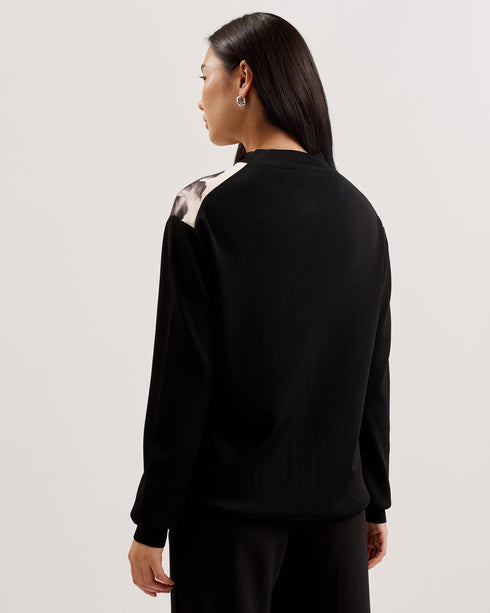 GWEENN-Knitwear-Printed Woven Front Longline- Ted Baker Romania